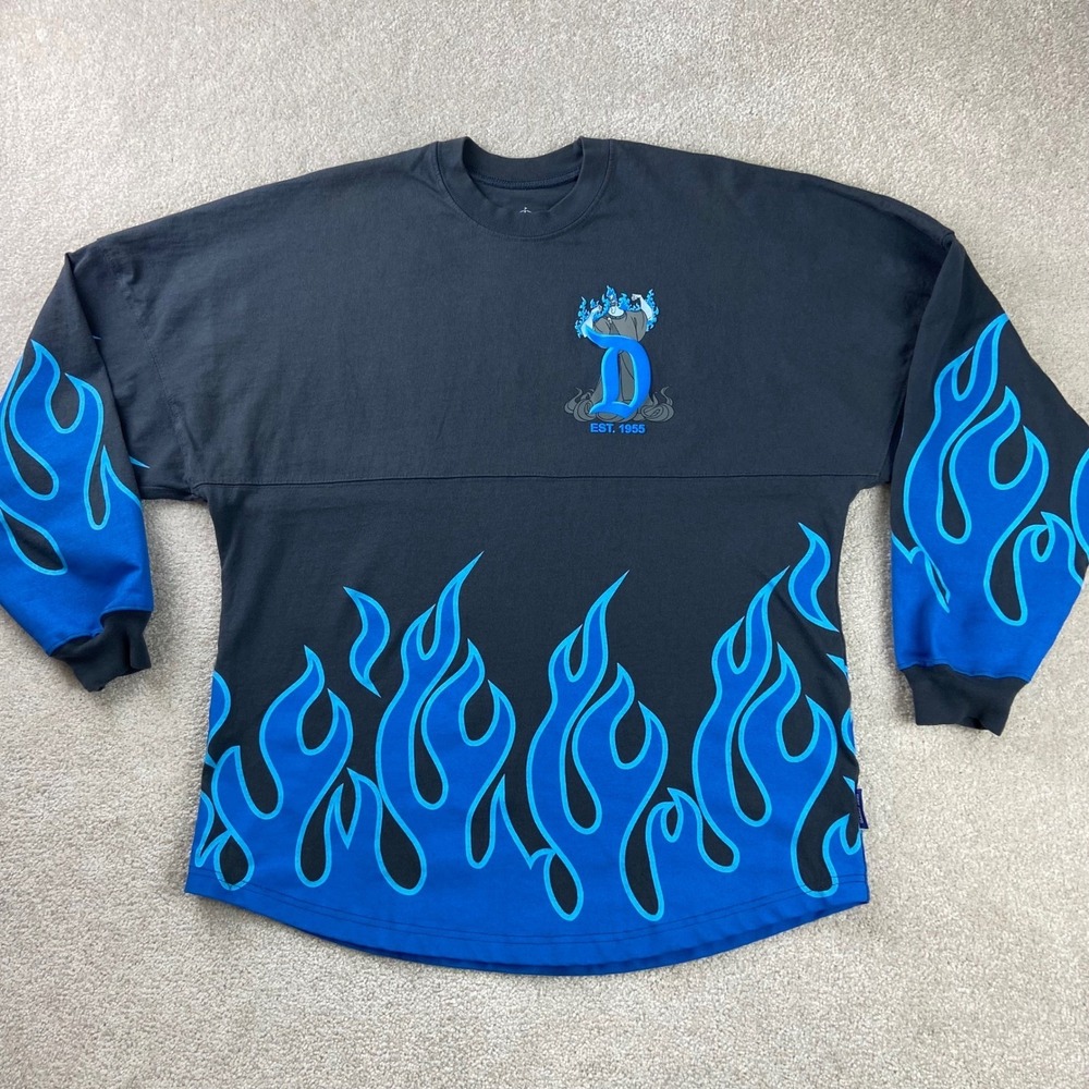 Disney Spirit Jersey Hades Disneyland Resort Unisex Medium Black Blue Flames